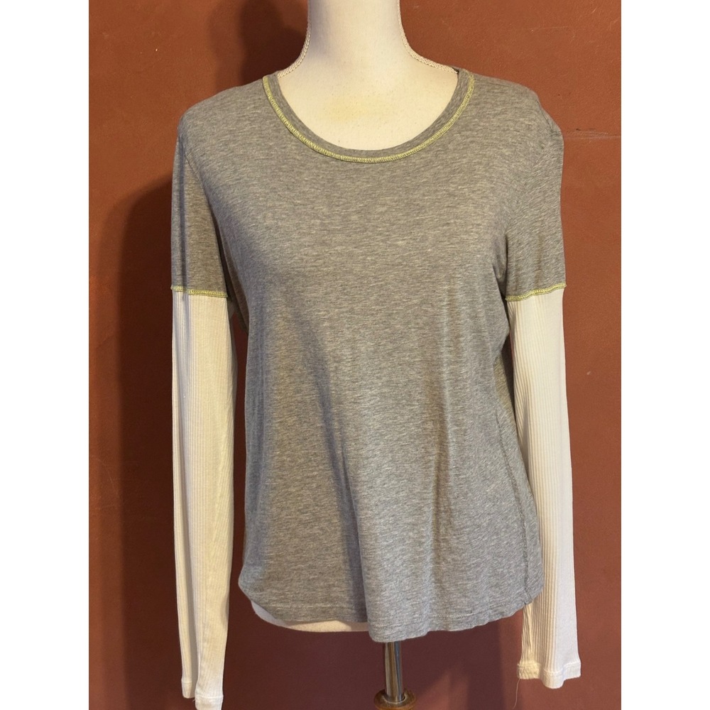 Theory Layered Tee Grey White, L, minimalist, elevated loungewear, relaxed
